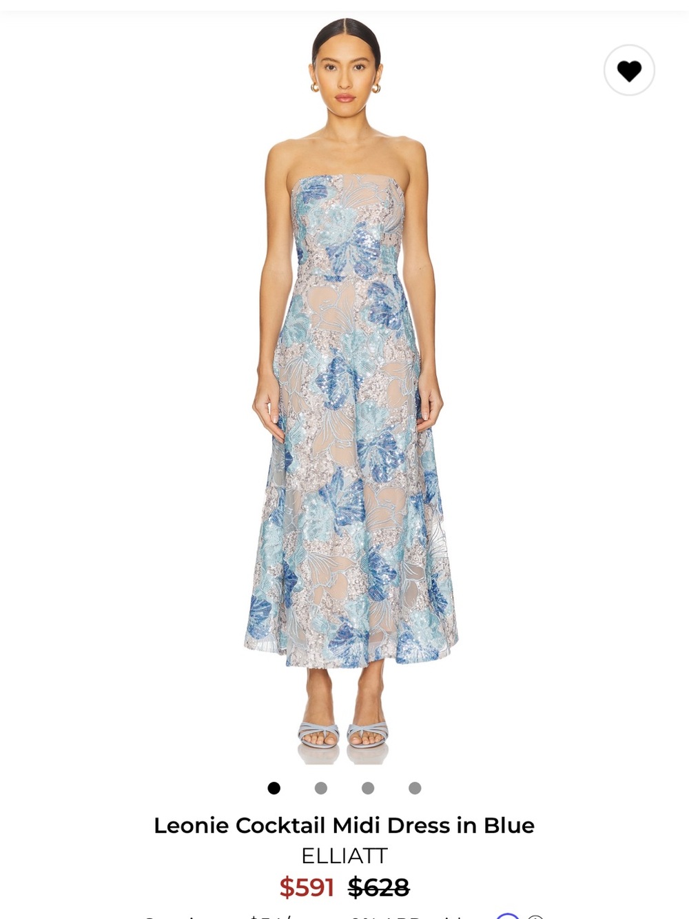 Elliatt XS Leonie Cocktail Midi Dress Blue Floral Sequin NWT
